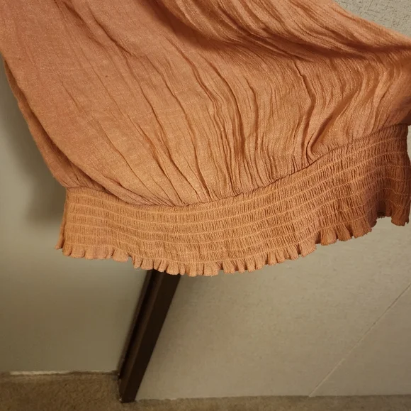 Perch by Blu Pepper Peach Lightweight Tank Wide strap Ruffles Large - Picture 3 of 5